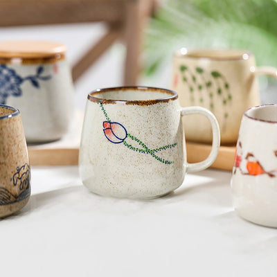 Vintage Coffee Mug Unique Japanese Retro Style Ceramic Cups