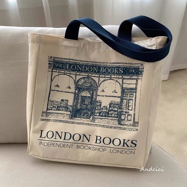 London Books Print Canvas Shoulder Bag