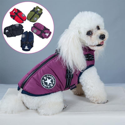 Warm Waterproof Dog Jacket With Harness